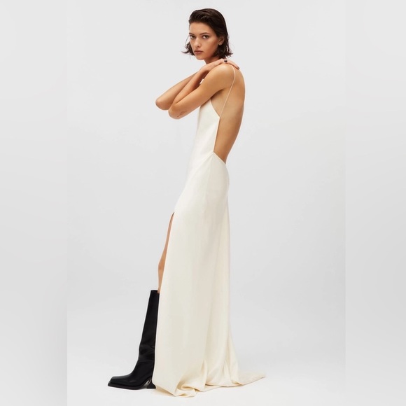 ZARA X KAIA GERBER Satin Effect Slit Backless Gown Maxi Dress - Picture 11 of 17